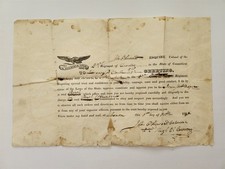 1832 antique CONNECTICUT 2nd CAVALRY cert COL JOHN HOWARD appoint TRUMPET MAJOR picture