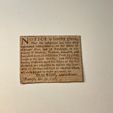 Estate Of Nathaniel Hunt 1798 Silas Paine Randolph 1799 Clipping 5AK9-S9 picture