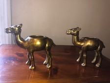 Two Vintage Brass Camel Planters picture