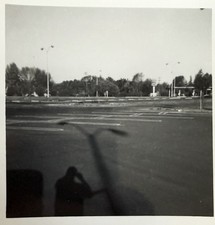 VTG 1950s Photo Abstract Electric Telephone Pole & Photographer Shadow Empty Lot picture
