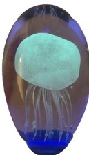  Fun Vintage paperweight Glass Jelly Fish Art Glows In The Dark 6”  picture