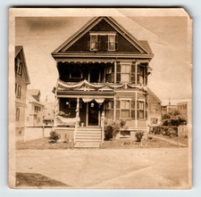 Photo House Patriotic Bunting Victorian Home 