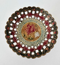 Vintage 1970s Indian meenakari style brass trinket dish, enamel over solid brass picture