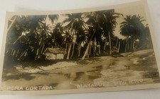 Antique Postcard RPPC Pena Cortada Mayaguez Puerto Rico Beach Hut Native Rare picture