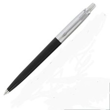 Parker Jotter Ballpoint Pen Black & Stainless Blue Medium Pt New Made In France picture