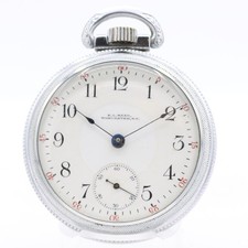 Antique 18s E. L. Mead 17 Jewel Mechanical Pocket Watch Waltham 825 Chrome picture