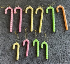  Vintage Sugar Coated Candy Cane Ornaments 10 pcs.  picture