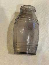 1890s Antique Glass Barrel Bottle Vintage Mustard Jar Primitive 4” picture