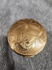 Antique Stratton Compact Powder Mirror  Gold Tone picture