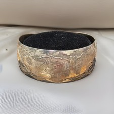 Vintage Mexican 925 Sterling Silver Native Figural Engraved Cuff Bracelet – 19g picture