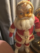 Vintage 1950s Rubber Face Santa Doll Japan Mid Century Felt Suit Very Good picture
