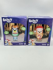 Set of Gemmy 5’ Bluey and Bingo Christmas Airblown Inflatables Lighted LED NEW picture