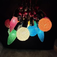 15 Vtg Christmas Lights Ice Snowball Light Bulbs With Noma Cord Works picture