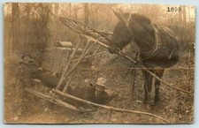 1899 RPPC Horse and Buggy Wreck Over Turned Buggy Photo A6 picture