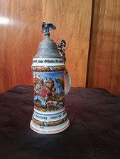 WWI,Antique,German Regimental Lithopane Porcelain,Lidded Beer Stein... picture