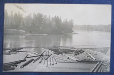 RPPC Newberg Oregon Logging Logs on River 1910s Postcard picture