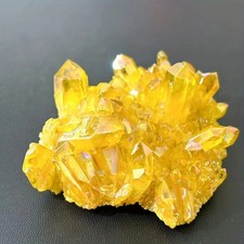 Healing Mineral Specimen Natural Aura Yellow Citrine Crystal Titanium Cluster US picture
