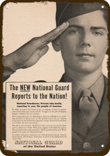 1949 U.S. ARMY NATIONAL GUARD Vintage Look REPLICA METAL SIGN - SOLDIER SALUTES picture