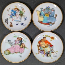 Vtg Set of (4) Gorham Norman Rockwell Four Seasons Series 1955 Mini Plates picture