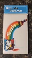 Vintage 1980's American Greetings Rainbow Paint Brush (8) Thank You Cards Sealed picture