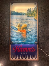Hamm’s Beer Sign custom created with bear and guy in canoe picture