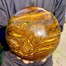 8.24LB Large Natural Tiger's Eye Ball Quartz Crystal Sphere Gem Healing Décor picture