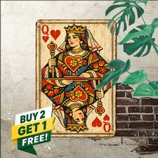 King of Hearts Playing Card Tin Sign Retro Poker Room Metal Wall Art Plaque picture