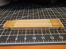 Vintage Lufkin Red End No 066 6 Ft Folding Wood Rule Brass Joints USA picture