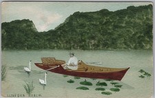Cliveden Reach Thames River Edwardian Postcard Man Rowing Swans H87 picture