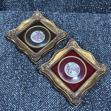 Vintage FRAGONARD Porcelain Courting Couple Gold Framed Plaques B&S Creations NY picture