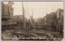RPPC Wreck of Burlington Train No. 47 June 10 1909 CB&Q Railroad Illinois picture