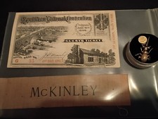 William McKinley Ribbon, Gold Bug Pin & 1896 Republican Convention Ticket picture