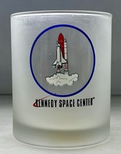 Vintage 1999 NASA Kennedy Space Center Frosted Glass Space Shuttle Rocks Tumbler picture