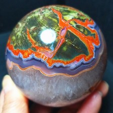 RARE 495.2G 71mm Natural Polished Colorful Agate Sphere Ball Healing CA4718 picture