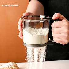 1pc Semi-Automatic Flour Sifter Stainless Steel Hand Press Baking Sieve Tool picture
