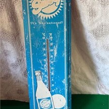 Vintage Sunny Soda Advertising Thermometer Blue Metal Sign Its Sunsational Decor picture