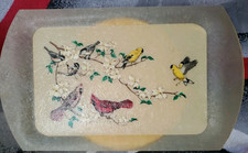 Vtg 1960s Grace Gilmore Fiberglass Tray MCM Songbird Cardinal Goldfinch Dogwood picture