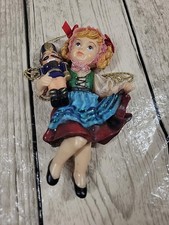 Dillard's Trimmings Christmas Ornament Bavarian Angel Girl w/ Nutcracker picture