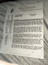Old Ice Skating Champion Contract Letter Hotel Wisconsin Letterhead Milwaukee picture