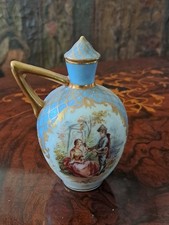 Superb Antique Donath & Co Dresden Jeweled~Watteau~Perfume Bottle, Handpainted picture