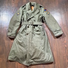 Vintage 1959 Military Jacket Mens M Long OG 107 Overcoat Vietnam Trench w/ Liner picture