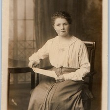 c1910s Glasgow Bridgeton Woman RPPC Postcard State Studios Portrait Letter picture
