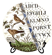 Antique 1884 Brownhill's Child's Alphabet Plate Birds Series Aesthetic Influence picture