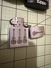 Zippo Pocket Lighter - Brushed Chrome Tecate Gibson Les Paul Guitar Custom picture