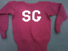 Vintage 1930s St. George's School Wool Intarsia Letterman Boatneck Sweater RARE picture