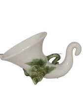 hull pottery Tuscany Cornucopia Vase Decorative Vnt. White Green HUll Display  picture