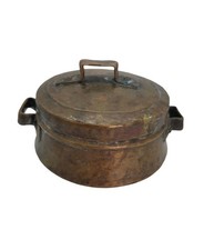 Antique Hand Hammered Copper  Pot With Lid With Handles picture