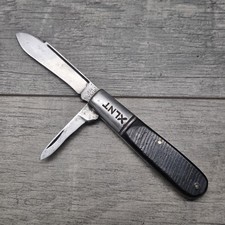 Vintage Kent NY City XLNT 2 Blade Jack Pocket Knife Black Handle USA Good Snap picture