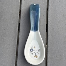 Vintage Otagiri Ceramic Blue and White Spoon Rest Wall Art with Speckle Goose picture