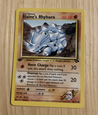 Pokémon Blaine's Rhyhorn 1st Edition 65/132 Gym Challenge Common Card NM-MT picture
